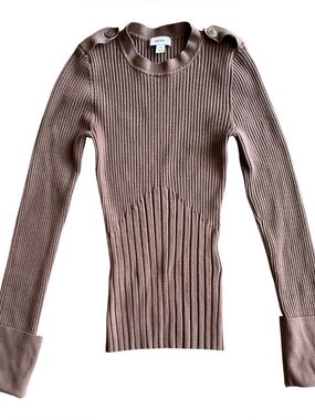Reiss Ribbed Shoulder-Button Sweater Brown M